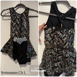 Weimann Black and Silver Sequin Kids Dance Costume